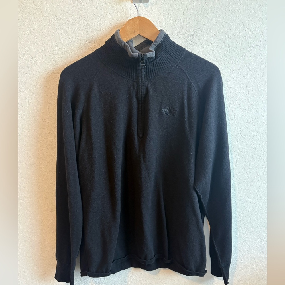 The North Face Black 1/4 Zip Men’s Pullover Sweater XL Cotton Wool